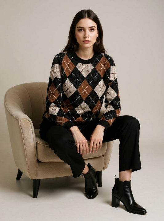 Aurelija™ – elegantiška vilnonė palaidinė su deimantiniu raštu